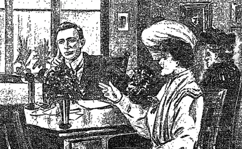 LA Times illustration of Los Angeles Club Women taking their concerns to Mayor McAleer.