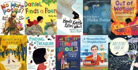 Collage of poetry books for children