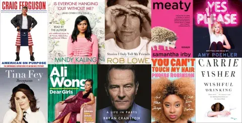 Collage of autobiographical audiobooks