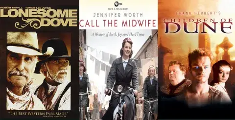 Collage of television adaptations of books