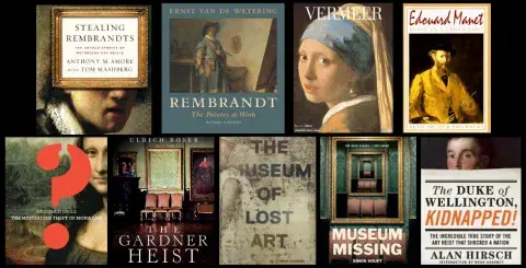 Collage of books about notorious art thefts