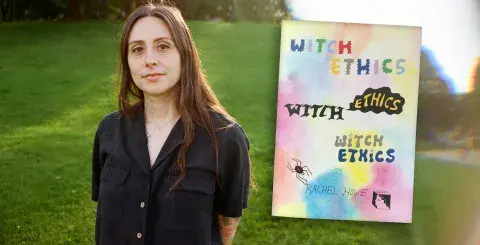 Zine author, Rachel Howe and her zine, Witch Ethics