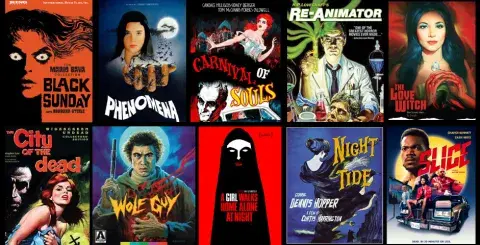 Collage of horror films in Kanopy