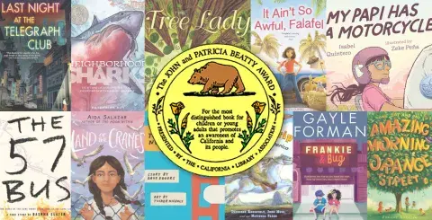 Collage of selected books winning the Beatty Award