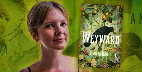 Author Emilia Hart and her debut novel, Weyward