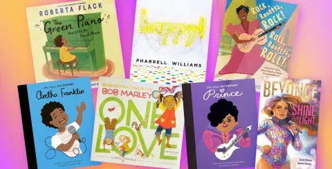 Collage of books about Black musicians