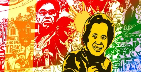 Colorized coloring page of Filipina American community leader, Remy Geaga