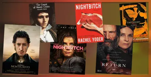 collage of books and films