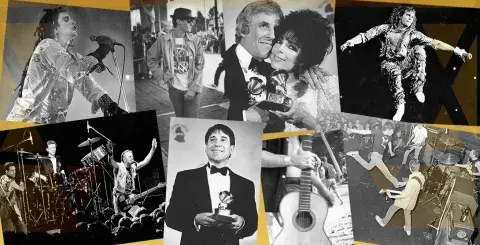 Collage of Jewish musicians. Photos from tessa.lapl.org