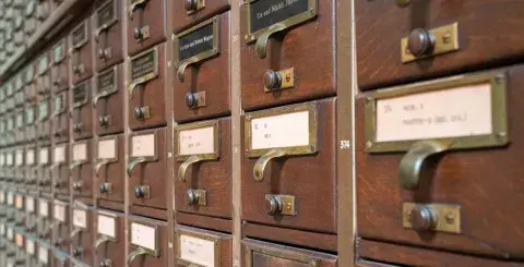 close up of card catalog