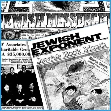 collage of vintage jewish newspapers
