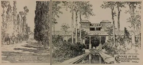 Sketches by Bertram Goodhue of gardens in Persia