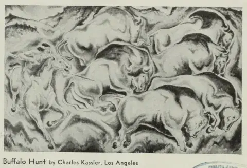 Buffalo Hunt postcard 1934