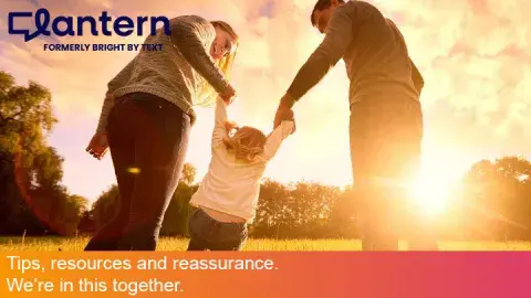 lanterno logo with parents swinging a child
