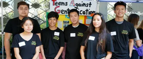 group of teen volunteers at the library