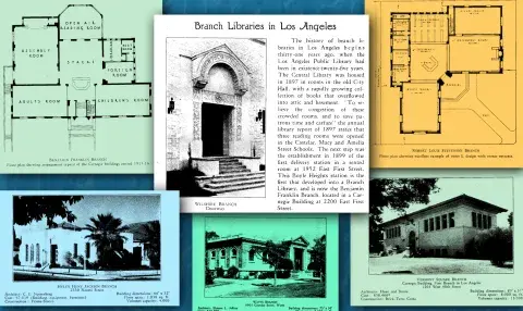 Collage of information found in the Handbook of Branch Libraries