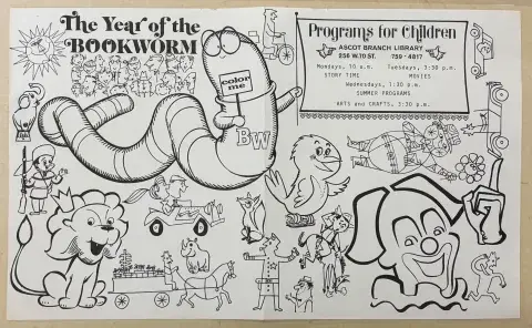 “The Year of the Bookworm” coloring page