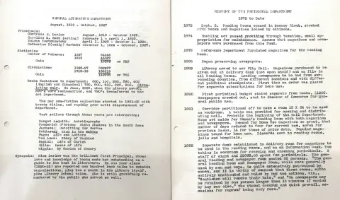 Histories of the General Literature and Periodical departments