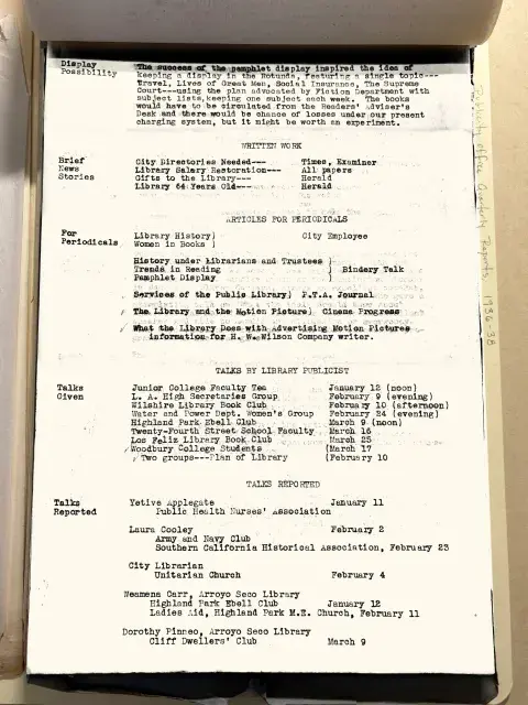 January-March 1937 Publicity Department report