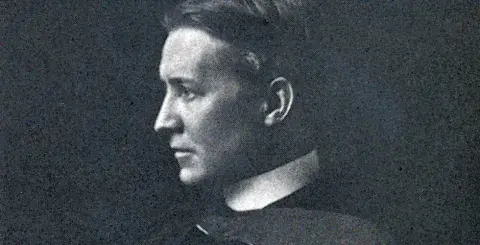 Side view of Bertram Grosvenor Goodhue.