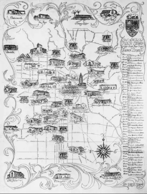 Maps drawing of the library branches 1960s