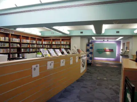 Books propped up for display at teenscape.