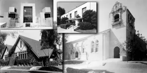 A collage of the various locations of the Hollywood Branch library.