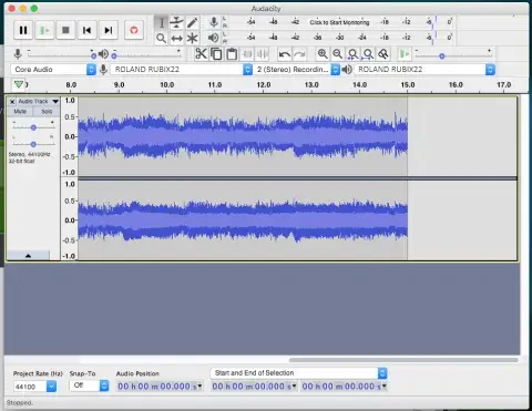 Audacity screenshot: activity