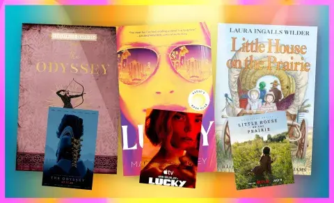 collage of 3 books and their respective movie posters