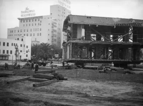 The Hollywood Branch Library in the process of being dismantled for its relocation.