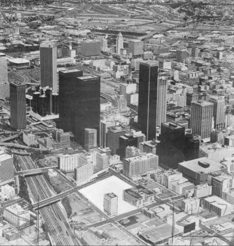 White space in foreground, Seventh and Figueroa Streets