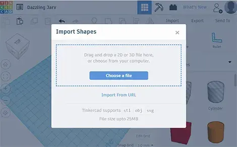 Tinkercad screenshot of the "Import Shapes" window.