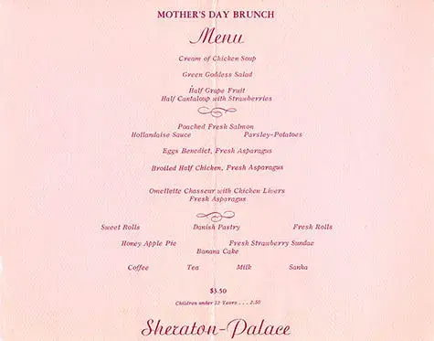 mothers day menu 1967