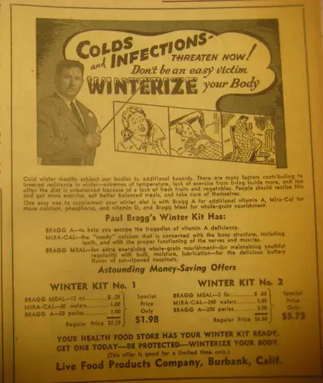 Advertisement for Paul Bragg