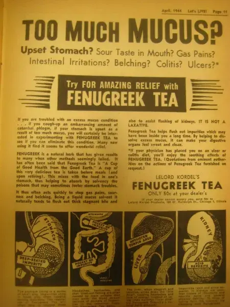 Advertisement for Fenugreek Tea