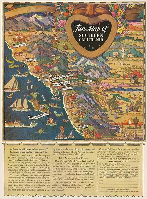 Colorful Fun Map of Southern California
