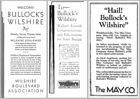3 newspaper ads for Bullocks Wilshire