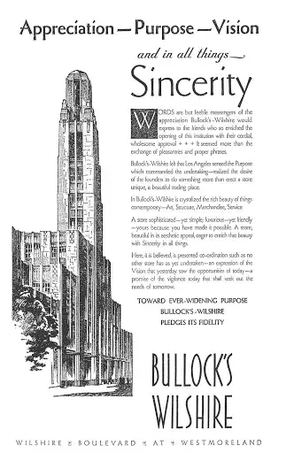 newspaper ad for Bullocks Wilshire