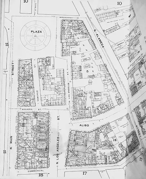 Sanborn Fire Insurance Atlas of 1888 showing details on buildings and activities 
