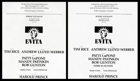 The original May program (left) did not bill Klausner as a cast member in the front page. This was changed in the June program (right), no doubt to reflect Klausner’s growing necessity to the production.