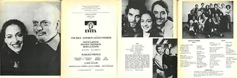 The program for the American Premiere Of Evita  at the Dorothy Chandler Pavilion dated May 1979.