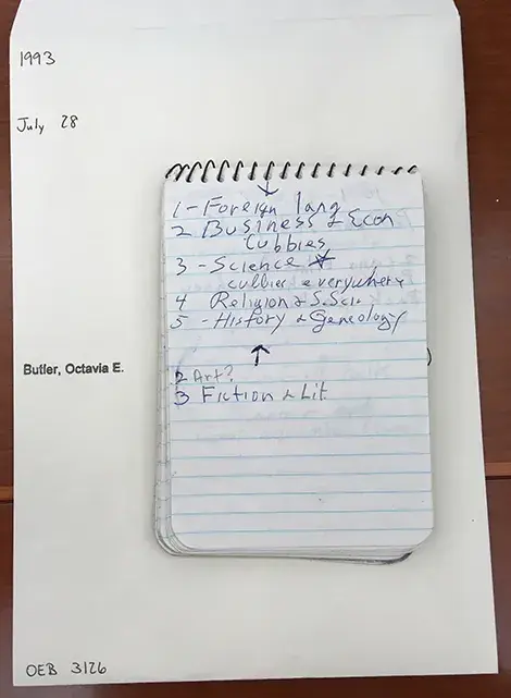  Butler’s list of the floors of the post-1996 Central Library