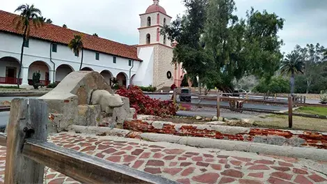 original lavanderia still in place in front of the mission