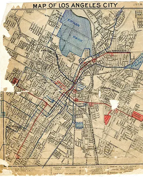Redlined map of Los Angeles 1894