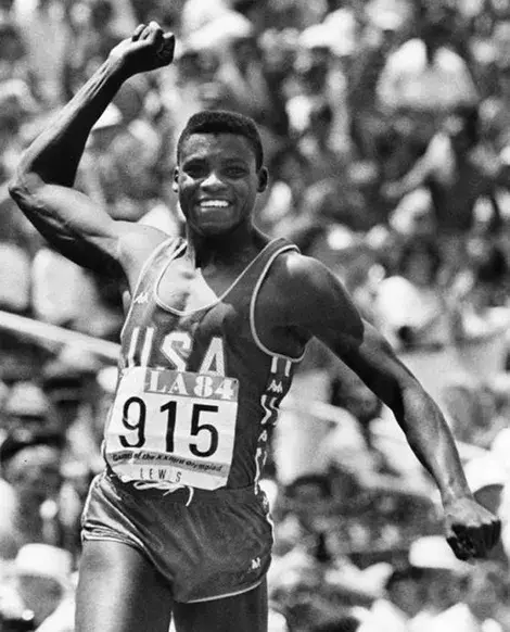 Carl Lewis beams