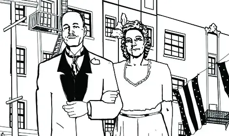 line drawing of Dr. Vada Watson and John Somerville