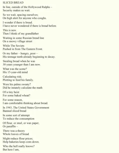 Sliced Bread poem