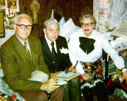 Forman Brown, Richard Brandon and Lulu the Lady Clown (Lulu Adams) in her studio in Brighton, England