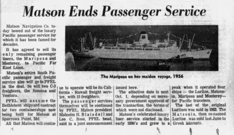 From the front page of the San Francisco Examiner August 13, 1970