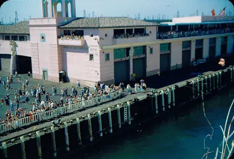 An image of the Matson Terminal taken from a departing shi